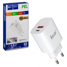 Сетевой адаптер ISA HS18 PD20W 110-240V USB-A + Type-C с поддержкой быстрой зарядки для смартфона