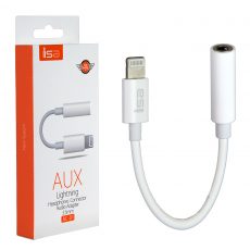 Переходник для наушника Айфон, Переходник для AUX без Bluetooth для iPhone, Адаптер для Apple lightning 3.5 мм Jack, белый, ISA AC-01