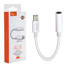 Переходник для наушника Айфон, Переходник для AUX для iPhone, Адаптер для Apple lightning 3.5 мм Jack, белый, ISA AC-01